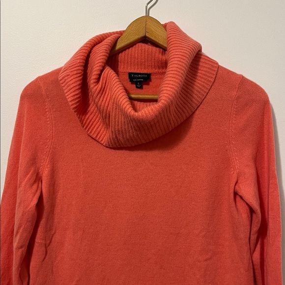 TALBOTS Pure Cashmere Knit Cowl Neck Sweater Tunic Coral Women’s Small EUC - Picture 2 of 8